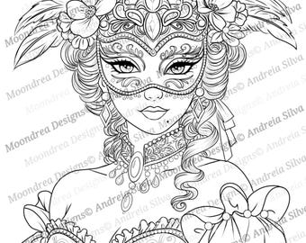 Veneza Digital Stamp, Lineart for Coloring