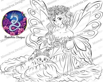 In the Meadow Digital Stamp, Lineart for Coloring