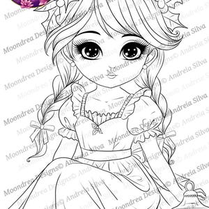 Sello digital de lirios navideños, dibujo lineal para colorear