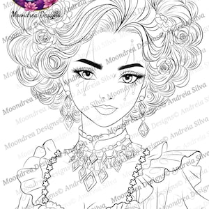 Sello digital Carnaval Columbina, dibujo lineal para colorear
