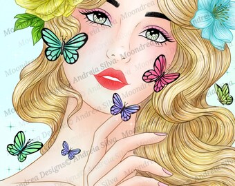 Butterflies Digital Stamp Colored Version