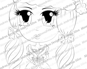 Sello digital navideño Gigi, dibujo lineal para colorear