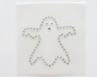 Ghost Appliqué, Ghost Rhinestone Transfer, Ghost Iron on, Rhinestone Ghost, Spooky Ghost, DIY Halloween Costume Bling, Lindo Halloween Bling