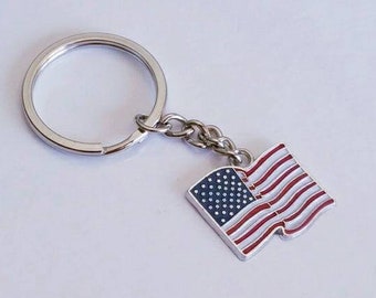 United States Flag Keychain, USA Flag Keychain, American Flag Keychain, Patriotic Keychain, Red White and Blue Flag Keychain, USA Zip Pull