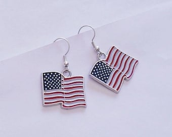 twisted wire hoops Flag Day 4th of July 1839+ blue earrings Independence Day Memorial Day PATRIOTIC EARRINGS Americana earrings