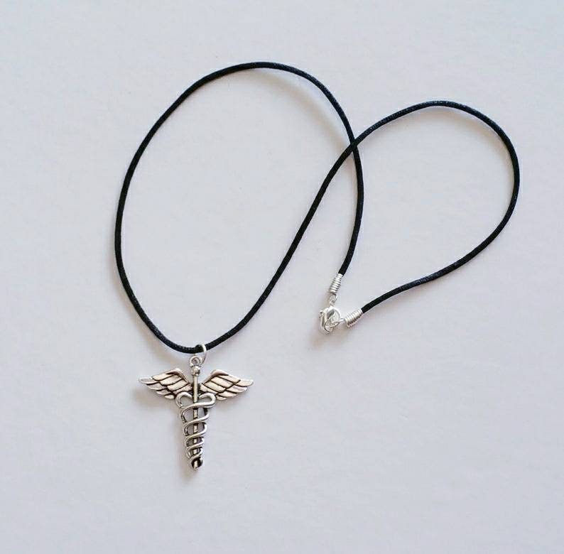 Medical Symbol Pendant Necklace Caduceus Pendant Necklace Etsy