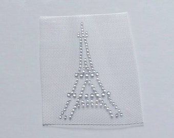 Eiffel Tower Rhinestone Appliqué, Eiffel Tower Bling, Rhinestone Eiffel Tower, Paris France Bling, Eiffel Tower Iron on Transfer