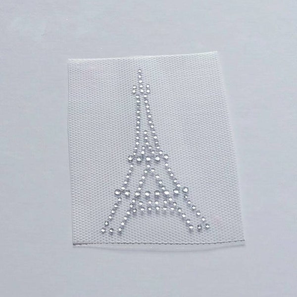 Eiffel Tower Rhinestone Appliqué, Eiffel Tower Bling, Rhinestone Eiffel Tower, Paris France Bling, Eiffel Tower Iron on Transfer