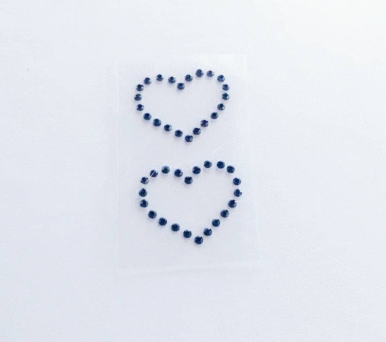 Set of Two Hearts Rhinestone Appliqu\u00e9 Love Rhinestone Heart Outlines Crystal Heart Appliqu\u00e9s DIY Iron-on Heart Patch Wedding Bling