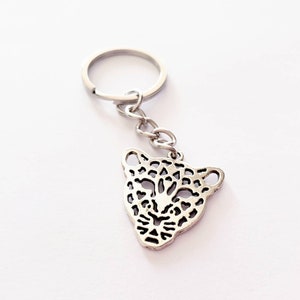 Cheetah Keychain, Hollow Cheetah, Leopard Keychain, Leopard Zip Pull, Cat Keychain, Good Luck Charm, Animal Trinket, Gift for Animal Lover