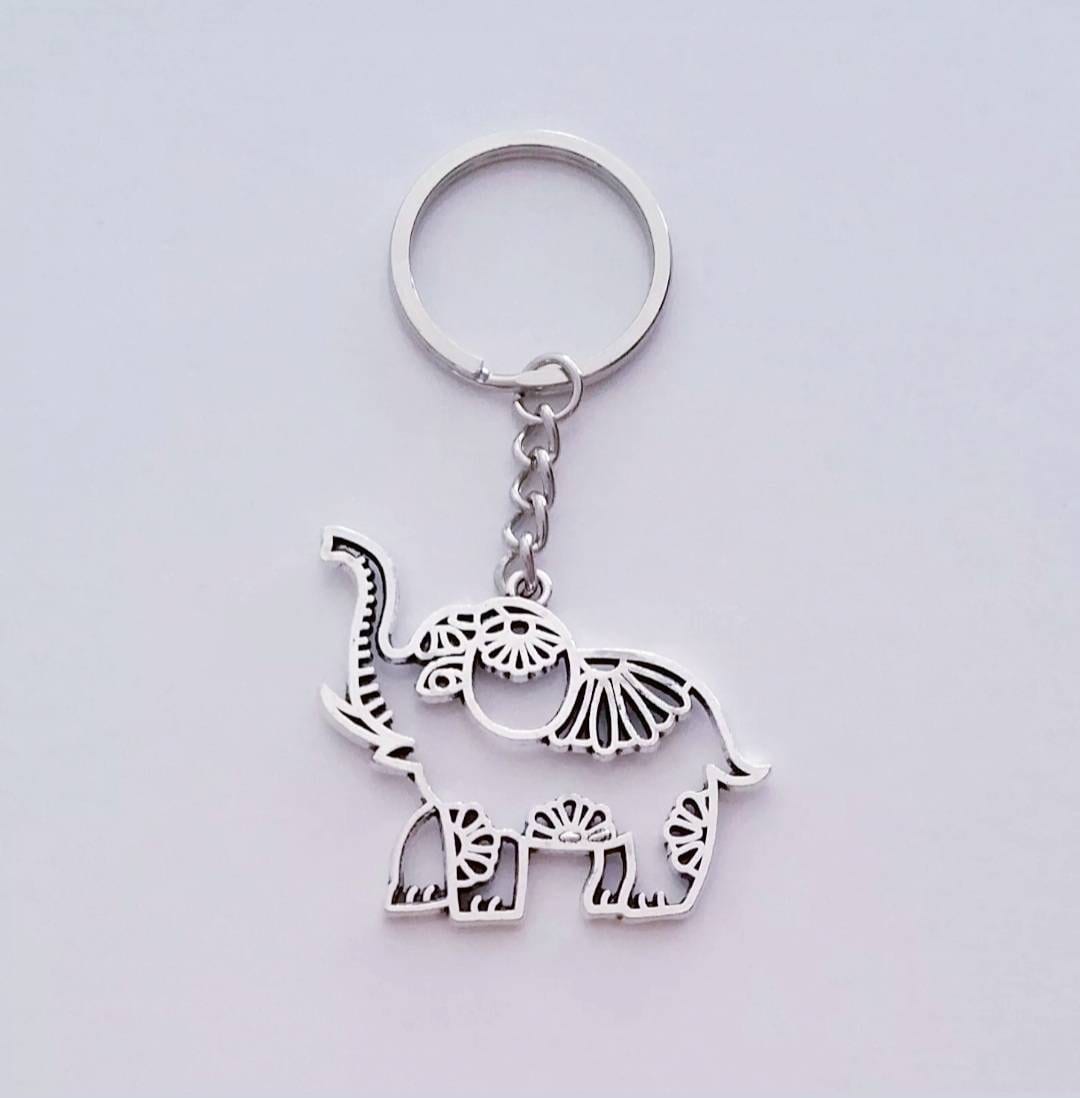 Cute Bag Charms Elephant Charms Keychain attach Genuine fur pink pom pom  custom gifts for bridesmaid, elephant handbag charms