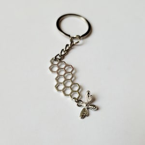 Honingraat Bee Sleutelhanger, Honingraat Sleutelhanger, Bee Sleutelhanger, Honingraat Rits Pull, Honingraat Portemonnee Accent, Save the Bees, Honing
