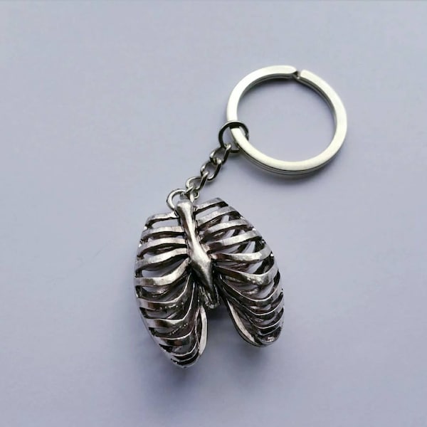 Rib Cage Keychain, Human Ribcage Keyring, Human Anatomy Keychain, Skeleton Keychain, Bones Keychain, Gothic Keychain, Unique Keychain, Ribs