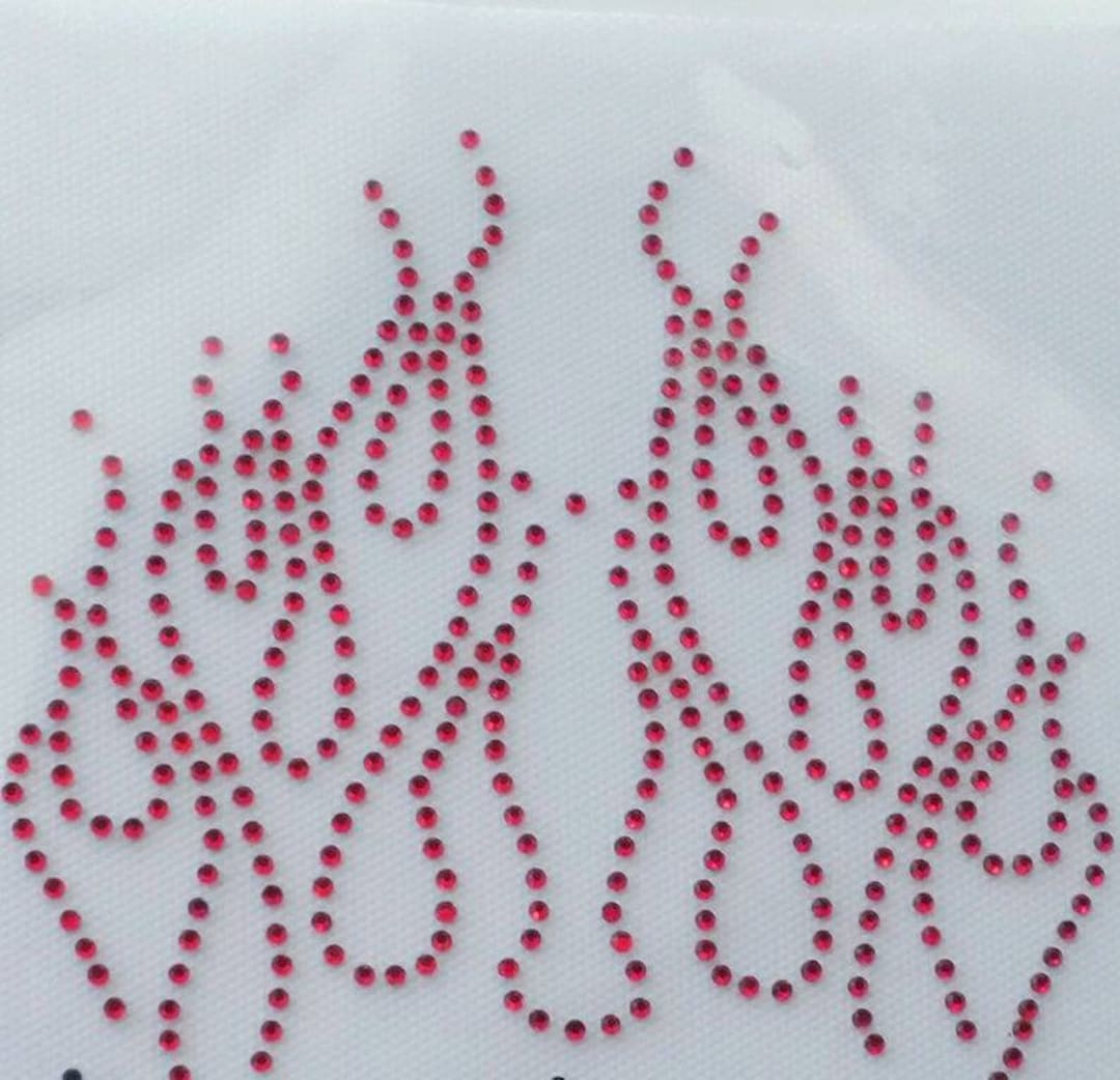Fire Flames Rhinestone Appliqué, Rhinestone Flames Iron On, Fire Iron ...
