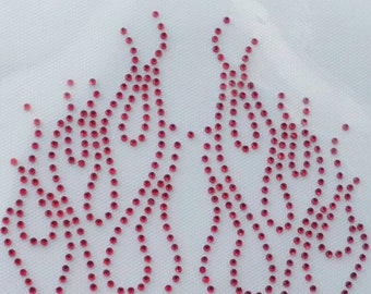 Strass Feuer Flammen Applikation, Patch zum Aufbügeln, Kostüm Bling