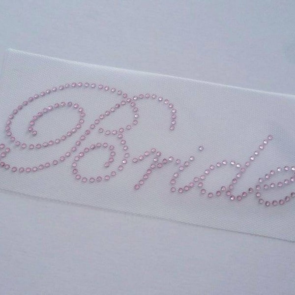 Crystal Bride Script Rhinestone Appliqué, Rhinestone "Bride" Applique, Bridal Bling, Wedding Iron on Transfer, DIY Bride, Something Blue