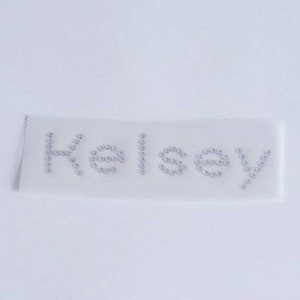 Gepersonaliseerde naam applicatie, aangepaste strass applicatie, aangepaste naam bling, strass opstrijkbare overdracht, aangepaste woordpatch, kristallen naam