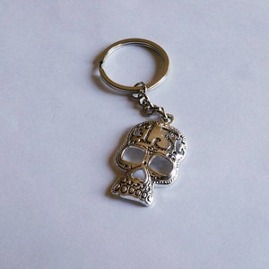 Lucky 13 Skull Keychain, Skull Keychain, Gothic Keychain, Sugar Skull Zipper Pull, Dia de los Muertos Keychain, Unique Gift Idea