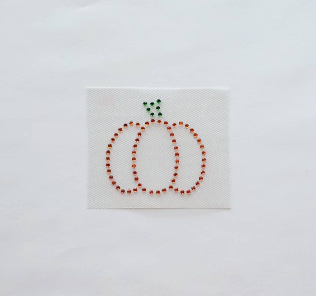 Pumpkin Ribbon Rhinestone Pumpkin Appliqué, Pumpkin Rhinestone Transfer, Pumpkin Iron On ...