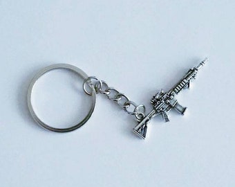 AR15 Rifle Keychain, M4 Carbine Rifle Keychain, Assault Rifle Keychain, Service Weapon Keychain, Gift for Gun Enthusiast, Firearm Enthusiast