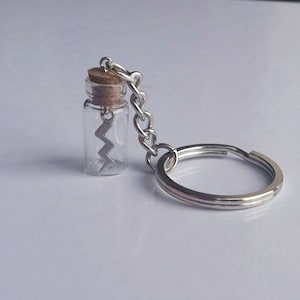Caged Lightning Keychain, Lightning Bolt Keychain, Thunder Bolt Keychain, Glass Jar Keychain, Jar of Lightning, Meteorology Accessory, Storm