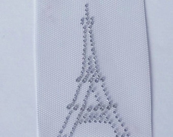 Eiffel Tower Rhinestone Appliqué, Crystal Eiffel Tower Iron on Transfer, Paris France Bling, DIY Eiffel Tower Rhinestone Patch, DIY Bling