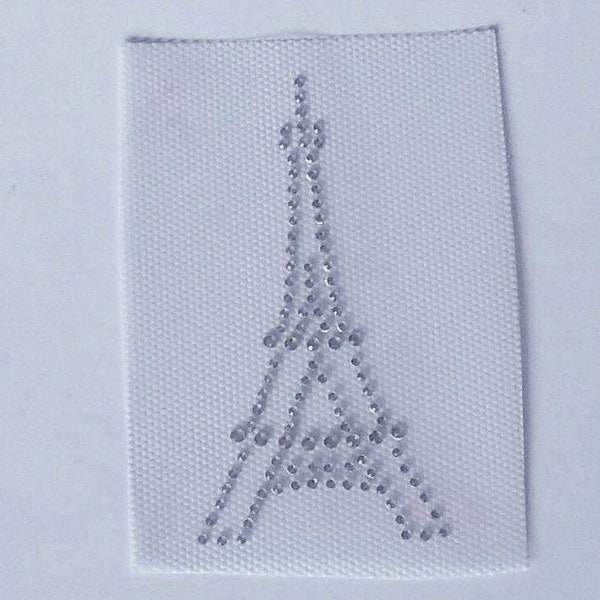 Eiffel Tower Rhinestone Appliqué, Crystal Eiffel Tower Iron on Transfer, Paris France Bling, DIY Eiffel Tower Rhinestone Patch, DIY Bling