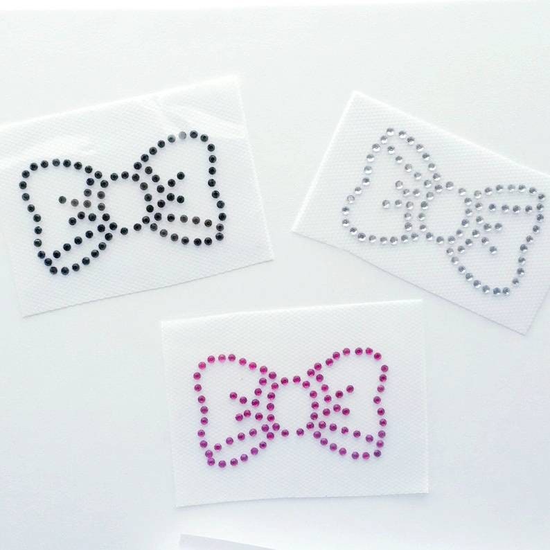 Bow Appliqué, Bow Bling Iron on Transfer, Rhinestone Bow Appliqu Bow Appliqué, Bow Bling Iron on Transfer, Rhinestone Bow Appliqu