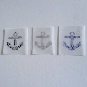 Anchor Appliqué, Rhinestone Anchor, Nautical Rhinestone Transfer, Anchor Iron on, 2 inch Anchor Bow Bling, Nautical Bling, DIY Costume Bling