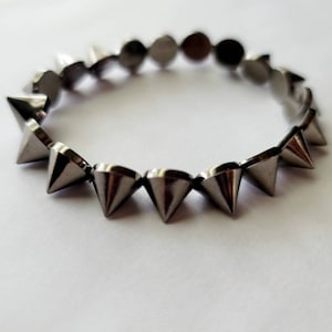 Black Metallic Spike Bracelet, Stretchy Spike Bracelet, Gothic Spike Jewelry, Unique Gift, Statement Jewelry, Costume Jewelry, Bracelet