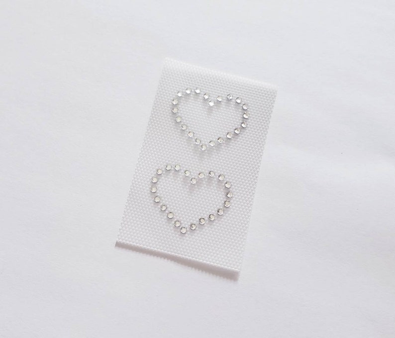 Set of Two Hearts Rhinestone Appliqu\u00e9 Love Rhinestone Heart Outlines Crystal Heart Appliqu\u00e9s DIY Iron-on Heart Patch Wedding Bling
