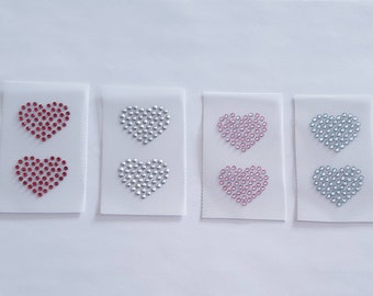 Strass Herz Applikationen, DIY Aufbügler Verzierungen (2er Set)