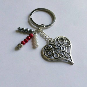 Filigree Heart Keychain, Heart Keychain, Gift for Girlfriend, Gift for Wife, Gift for Mother, Filigree Heart Zipper Pull, Love, Queen Heart