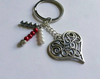 Filigree Heart Keychain, Heart Keychain, Gift for Girlfriend, Gift for Wife, Gift for Mother, Filigree Heart Zipper Pull, Love, Queen Heart