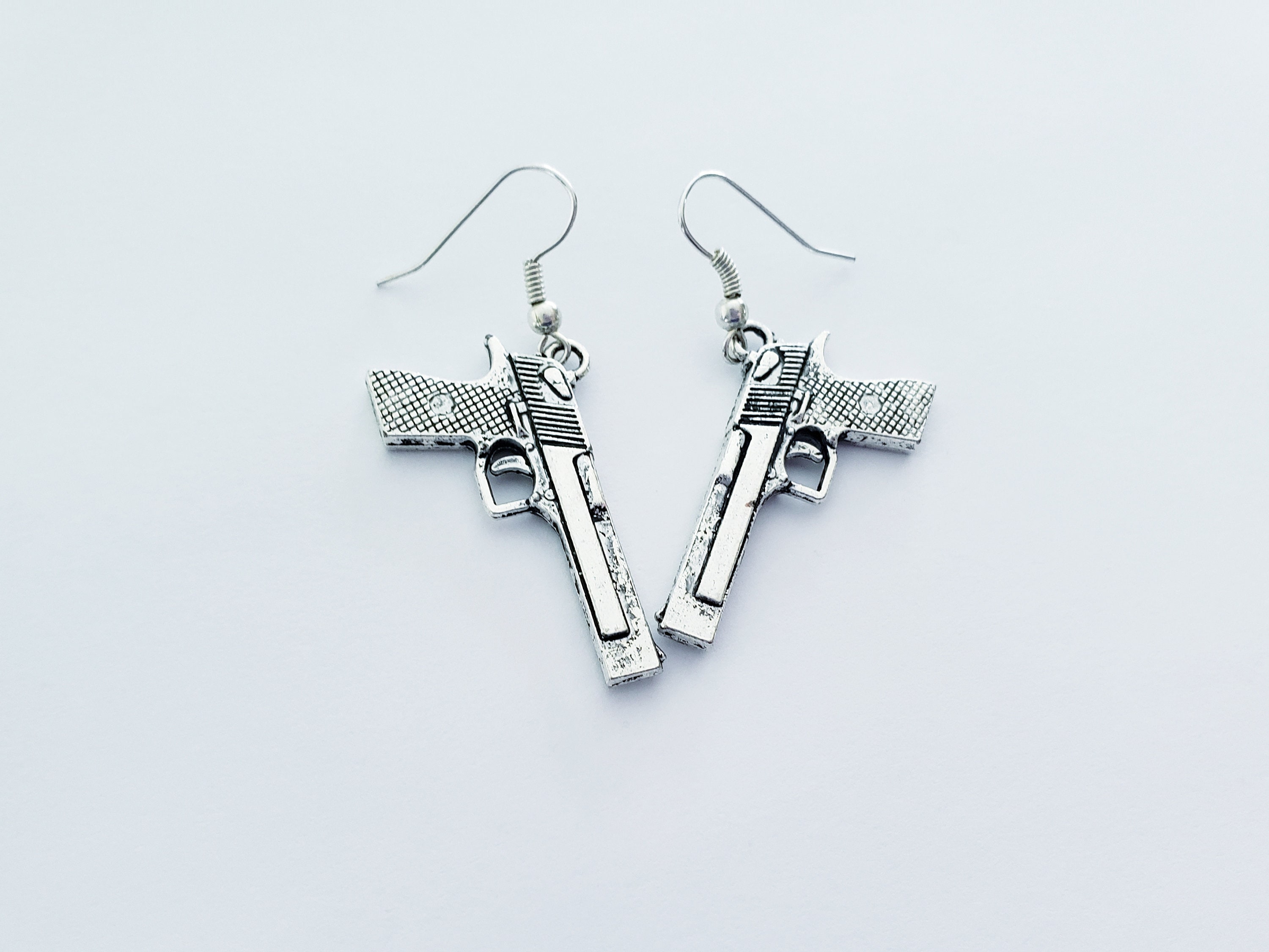 M9 Pistol Dangle Earrings 9mm Pistol Dangle Earrings Pistol Etsy