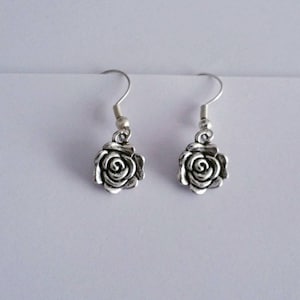 Rose Earrings, Rose Dangle Earrings, Summer Accessory, Rose Bloom Hook Earrings, Minimalist Jewelry, Floral Earrings, Gift for Her