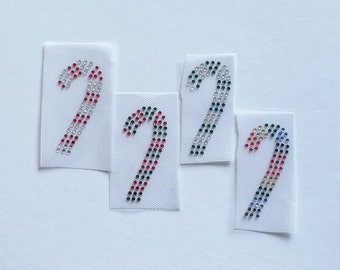 Candy Cane Appliqué, Rhinestone Candy Cane, Candycane Patch, Christmas Rhinestone Appliqué, Peppermint Stick Iron on Transfer, Costume Bling