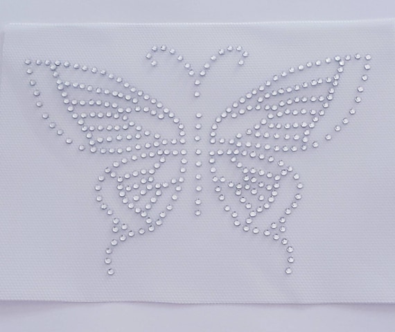 Butterfly Appliqué, Crystal Butterfly Patch, Rhinestone Butterfly Iron On Transfer, Mariposa Motif, Butterfly Wings, Summer Bling, Nature