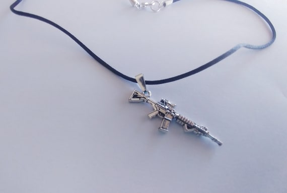 AR15 Rifle Pendant Necklace, M4 Carbine Rifle Pendant Necklace
