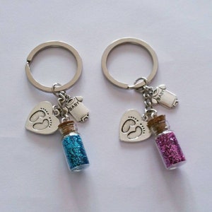 Portachiavi per rivelazione del sesso del nascituro, portachiavi &quot;È un maschietto&quot;, rosa o blu, portachiavi &quot;È una femminuccia&quot;, portachiavi glitterato, regalo per baby shower, regalo per future mamme