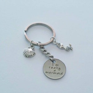 Ik ben echt een zeemeermin sleutelhanger, Mermaid sleutelhanger, Zeemeermin Accessoire, Seashell Sleutelhanger, Mermaid Zipper Pull, Portemonnee Accent, Cadeau voor Meisje
