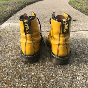 Vintage 80s 90's Yellow Dr. Martens Rare Punk Boots Made In England US8 UK 6 image 6