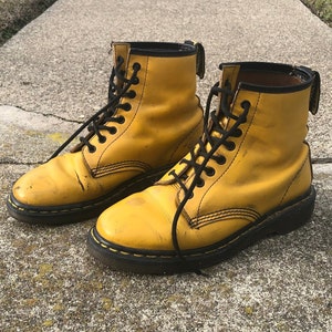 Vintage 80s 90's Yellow Dr. Martens Rare Punk Boots Made In England US8 UK 6 image 1