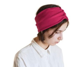 Pink cotton headband for women Turban headband Light ladies headwrap Extra wide headband Yoga head scarf Small gift for her