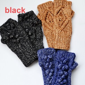 Cotton hand knitted gloves Ladies gloves Fingerless Beige gloves Handmade wrist warmers Leaves Gloves Mothers day gift image 2