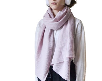 Mauve pink organic cotton gauze scarf Long scarf Women scarf Spring scarf Medium cotton muslin scarf Spring Gift for Women