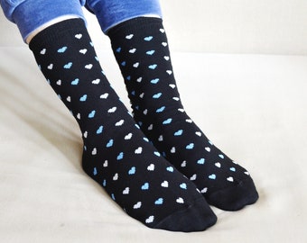 Women Cotton Socks with Hearts Cozy Socks Gift Women Socks Cute Valentines Day Gift for Women US 7-9