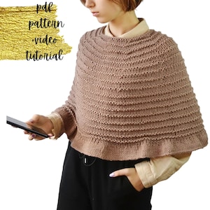 Easy Poncho Capelet Pdf Knitting Pattern For Beginner Shoulder Warmer Pdf Highlander Celtic Capelet Cape Wrap Digital Download image 1