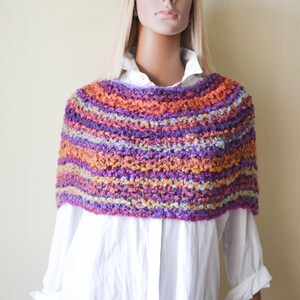 Women poncho sweater Knitted Capelet Colorful stripped poncho Shoulder wrap shawl Mothers Day Gift for girlfriend image 2