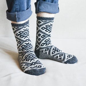 Handknit wool socks black Therapeutic socks Chunky bed socks Plus size 9-12 socks Christmas socks Warm Gift for him image 1